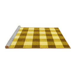 Sideview of Machine Washable Checkered Yellow Modern Rug, wshcon3014yw