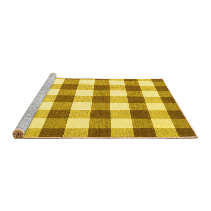 Sideview of Machine Washable Checkered Yellow Modern Rug, wshcon3014yw