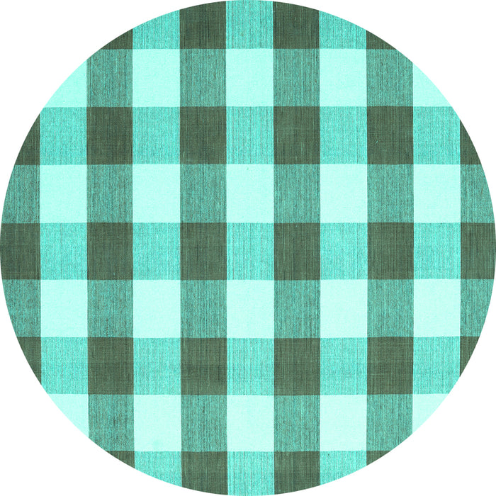 Round Checkered Turquoise Modern Rug, con3014turq
