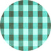 Round Checkered Turquoise Modern Rug, con3014turq