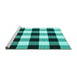 Sideview of Machine Washable Checkered Turquoise Modern Area Rugs, wshcon3015turq