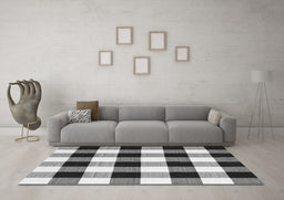 Machine Washable Checkered Gray Modern Rug in a Living Room,, wshcon3015gry