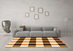 Machine Washable Checkered Orange Modern Area Rugs in a Living Room, wshcon3015org