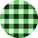 Round Machine Washable Checkered Emerald Green Modern Area Rugs, wshcon3015emgrn