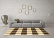 Machine Washable Checkered Brown Modern Rug in a Living Room,, wshcon3015brn