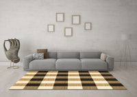 Machine Washable Checkered Brown Modern Rug, wshcon3015brn