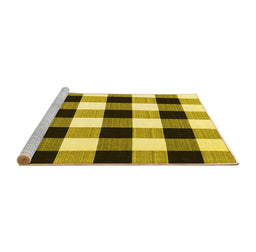 Sideview of Machine Washable Checkered Yellow Modern Rug, wshcon3015yw