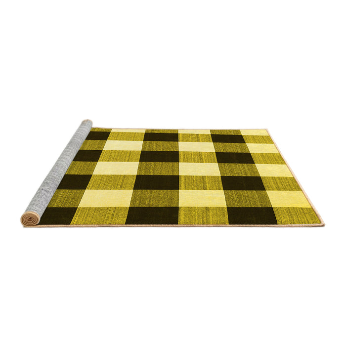 Sideview of Machine Washable Checkered Yellow Modern Rug, wshcon3015yw