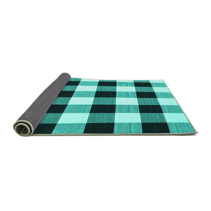 Sideview of Checkered Turquoise Modern Rug, con3015turq