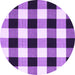 Round Checkered Purple Modern Rug, con3015pur