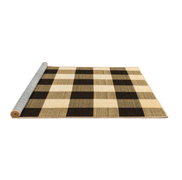 Sideview of Machine Washable Checkered Brown Modern Rug, wshcon3015brn