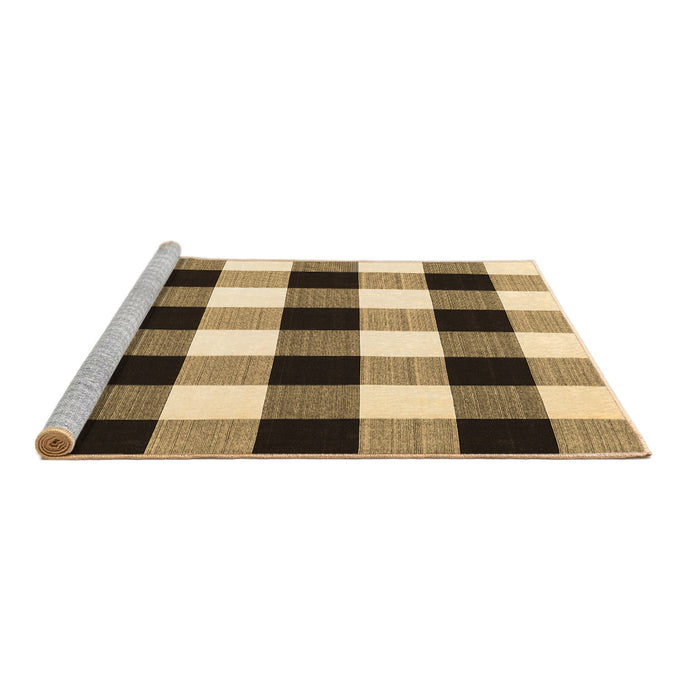Sideview of Machine Washable Checkered Brown Modern Rug, wshcon3015brn