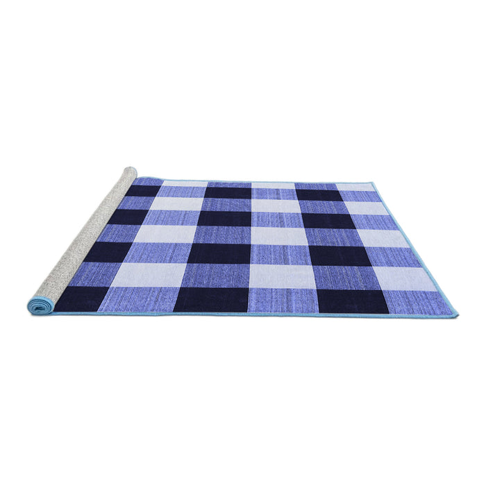Sideview of Machine Washable Checkered Blue Modern Rug, wshcon3015blu