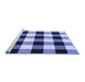 Sideview of Machine Washable Checkered Blue Modern Rug, wshcon3015blu