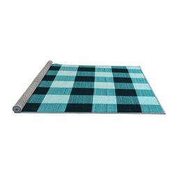 Sideview of Machine Washable Checkered Light Blue Modern Rug, wshcon3015lblu