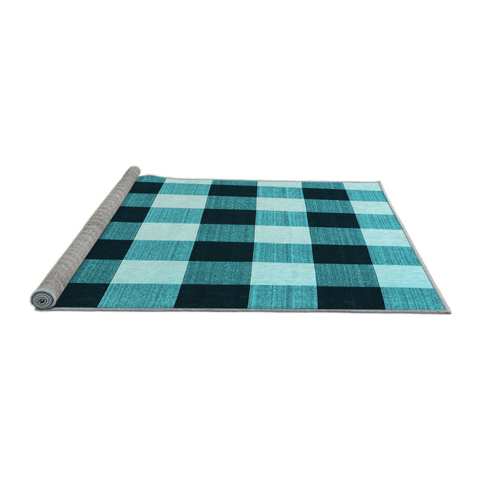 Sideview of Machine Washable Checkered Light Blue Modern Rug, wshcon3015lblu