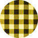 Round Checkered Yellow Modern Rug, con3015yw