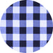 Round Machine Washable Checkered Blue Modern Rug, wshcon3015blu