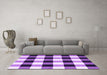 Machine Washable Checkered Purple Modern Area Rugs in a Living Room, wshcon3015pur