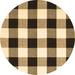 Round Machine Washable Checkered Brown Modern Rug, wshcon3015brn