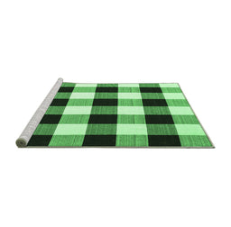Sideview of Machine Washable Checkered Emerald Green Modern Area Rugs, wshcon3015emgrn