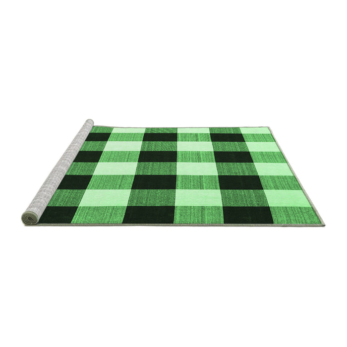 Sideview of Machine Washable Checkered Emerald Green Modern Area Rugs, wshcon3015emgrn