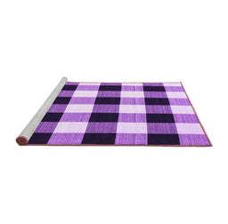 Sideview of Machine Washable Checkered Purple Modern Area Rugs, wshcon3015pur