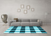 Machine Washable Checkered Light Blue Modern Rug in a Living Room, wshcon3015lblu