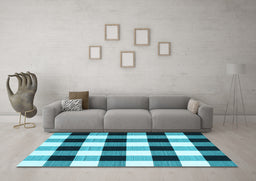 Machine Washable Checkered Light Blue Modern Rug in a Living Room, wshcon3015lblu