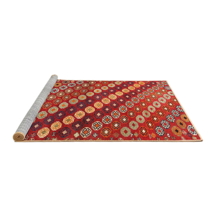 Serging Thickness of Machine Washable Contemporary Red Rug, wshcon3016