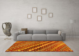 Machine Washable Abstract Yellow Contemporary Rug in a Living Room, wshcon3016yw