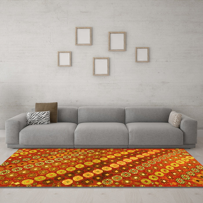 Machine Washable Abstract Yellow Contemporary Rug in a Living Room, wshcon3016yw