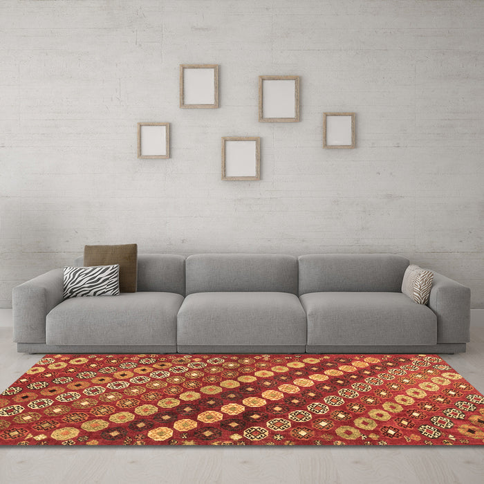 Machine Washable Abstract Brown Contemporary Rug in a Living Room,, wshcon3016brn