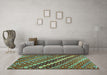 Machine Washable Abstract Turquoise Contemporary Area Rugs in a Living Room,, wshcon3016turq