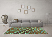 Machine Washable Abstract Turquoise Contemporary Rug, wshcon3016turq