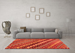 Machine Washable Abstract Orange Contemporary Area Rugs in a Living Room, wshcon3016org