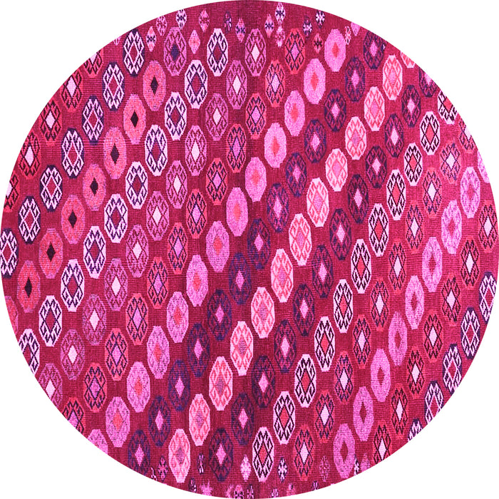 Round Machine Washable Abstract Pink Contemporary Rug, wshcon3016pnk