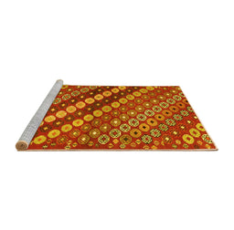 Sideview of Machine Washable Abstract Yellow Contemporary Rug, wshcon3016yw