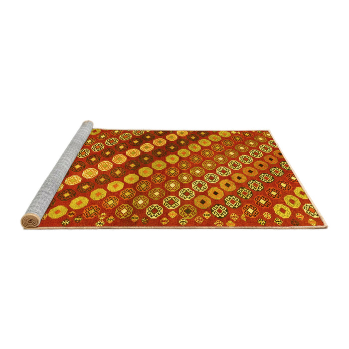 Sideview of Machine Washable Abstract Yellow Contemporary Rug, wshcon3016yw