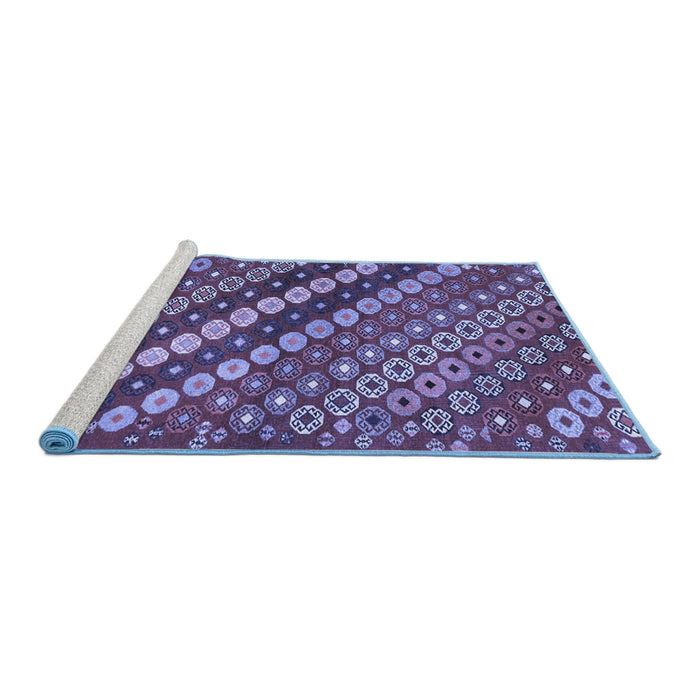 Sideview of Machine Washable Abstract Blue Contemporary Rug, wshcon3016blu
