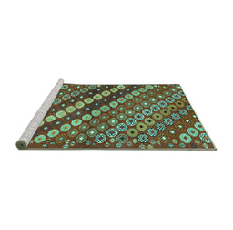 Sideview of Machine Washable Abstract Turquoise Contemporary Area Rugs, wshcon3016turq