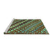 Sideview of Machine Washable Abstract Turquoise Contemporary Area Rugs, wshcon3016turq