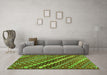 Machine Washable Abstract Green Contemporary Area Rugs in a Living Room,, wshcon3016grn