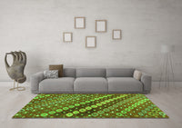 Machine Washable Abstract Green Contemporary Rug, wshcon3016grn