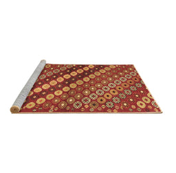 Sideview of Machine Washable Abstract Brown Contemporary Rug, wshcon3016brn