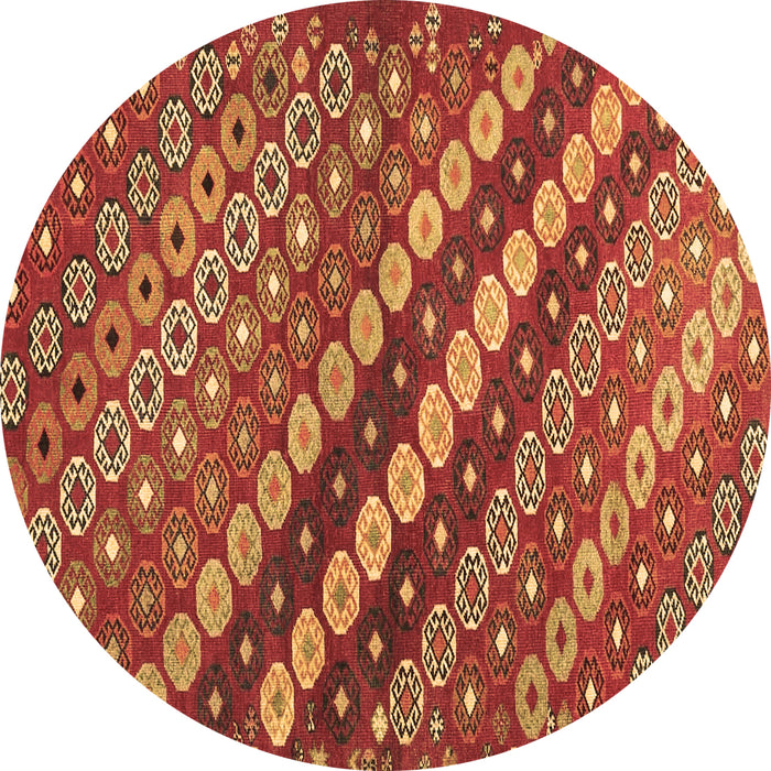 Round Abstract Brown Contemporary Rug, con3016brn