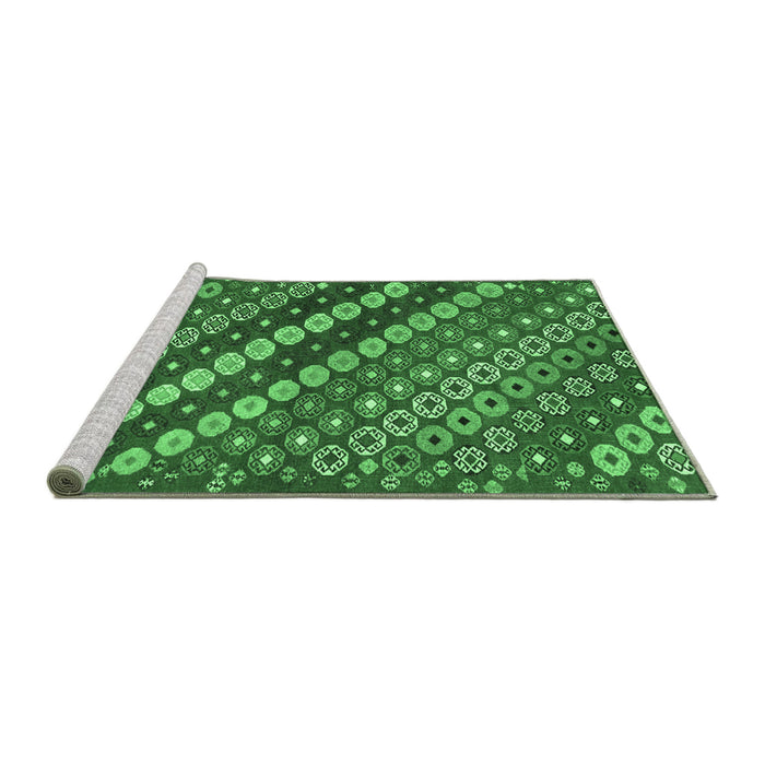 Sideview of Machine Washable Abstract Emerald Green Contemporary Area Rugs, wshcon3016emgrn