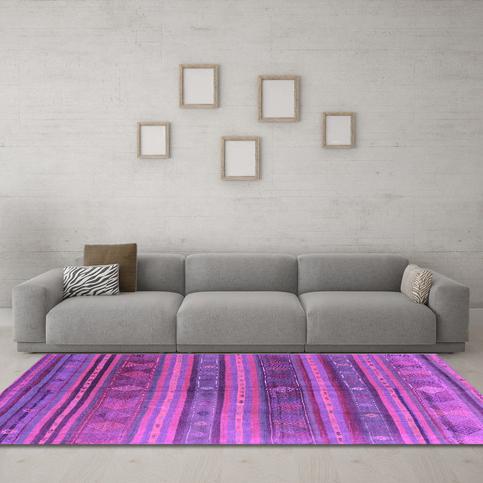 Machine Washable Southwestern Purple Country Area Rugs in a Living Room, wshcon3017pur