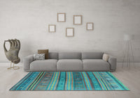 Machine Washable Southwestern Light Blue Country Rug, wshcon3017lblu