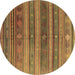 Round Southwestern Brown Country Rug, con3017brn